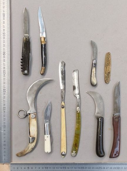 Lot de couteaux ou canifs anciens - Dimensions et 