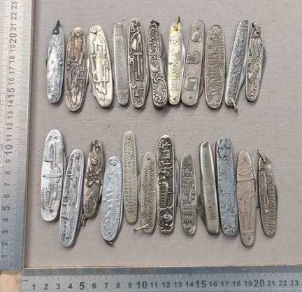 Lot de 23 canifs anciens publicitaires 1900 - Dime