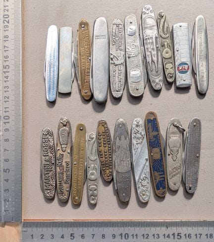 Lot de 20 canifs anciens publicitaires 1900 - Dime