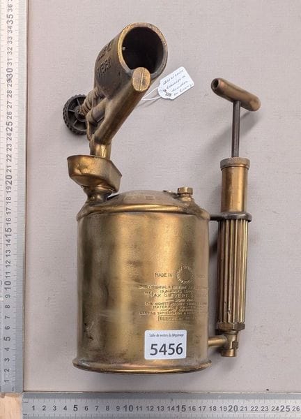 Ancienne lampe à souder en cuivre et bronze - Dime
