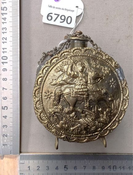 1 ancienne petite gourde en laiton - Dimensions et