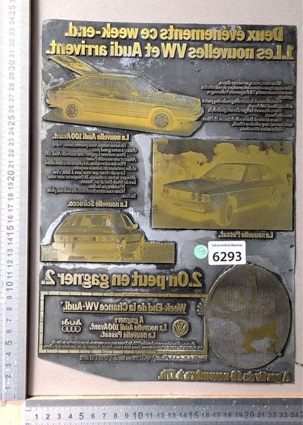1 ancienne plaque publicitaire WV. 7-10-1977 - Dim