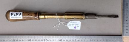Ancien tournevis acier bronze bois - Dimensions et