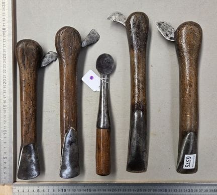 5 anciens décortiqueurs d'écorces d'arbre - Dimens