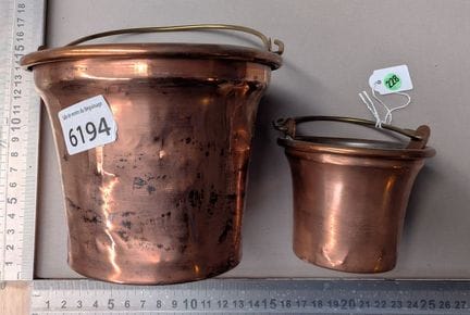 2 Anciens pots à colle en cuivre XIXème - Dimensio
