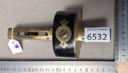 1 outil ancien trusquin marine cuivre et ébène poi