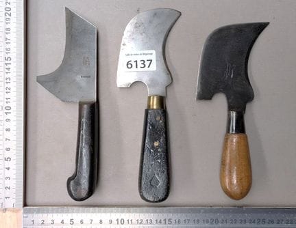 3 couteaux de bourrelier cordonnier - Dimensions e