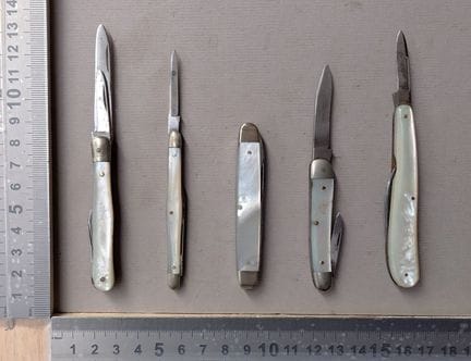 5 canifs anciens - Dimensions et état voir photos