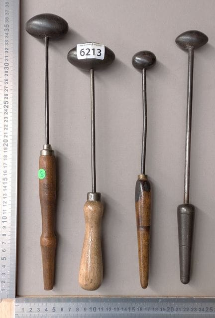 4 antique lace and hat irons—see photos for dimens