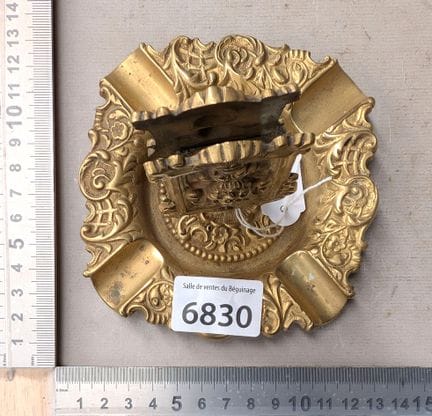 Vintage brass ashtray and match holder—see photos 