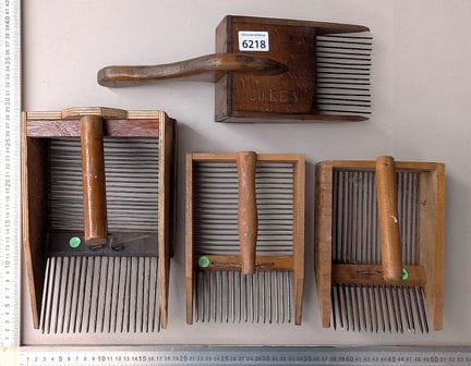 4 antique blueberry combs—see photos for dimension