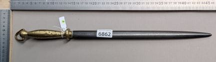 Ancien fusil aiguiseur de boucher manche en laiton
