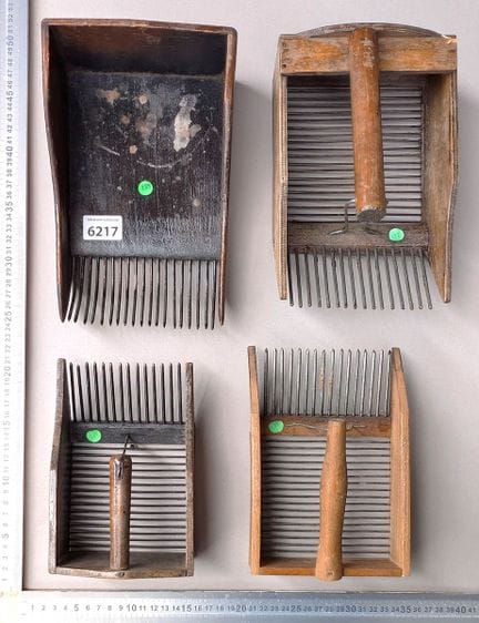4 antique blueberry combs—see photos for dimension