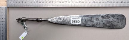 Ancien fusil aiguiseur de boucher manche en acier 