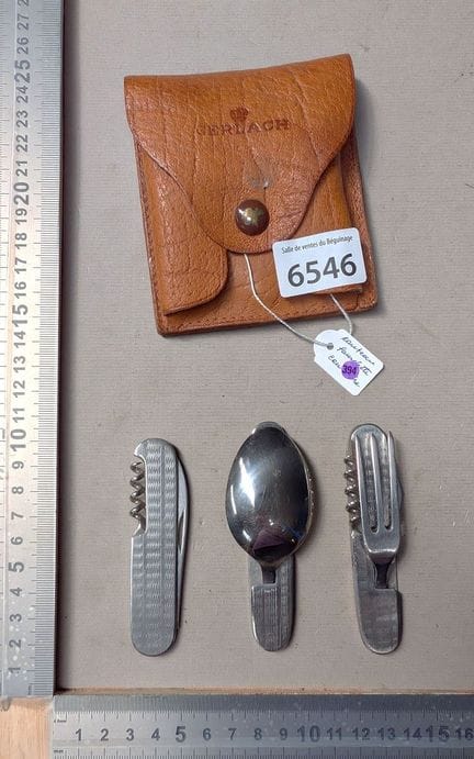 1 ancien couvert de voyage fourchette couteau cuil