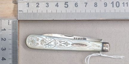 1 ancien couteau à fruit lame argent manche nacre 