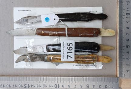 4 couteaux griffoirs manches en corne (pliants) - 