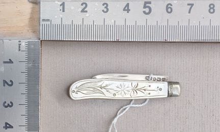 1 ancien couteau à fruit lame argent manche nacre 