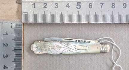 1 ancien couteau à fruit lame argent manche nacre 