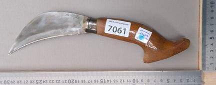 Serpette ancienne avec manche en bois (pliante) - 