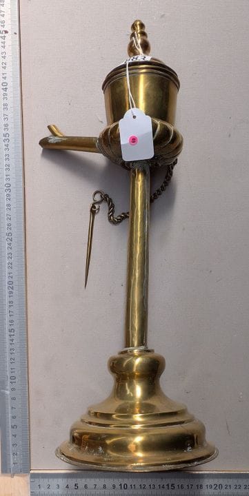 1 ancienne belle lampe à huile en cuivre - Dimensi