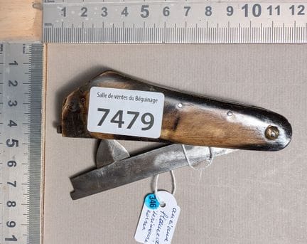 1 ancienne flamme de vétérinaire corne 2 lames - D