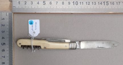 Canif ancien 2 lames  1 tire-bouchon  - Dimensions