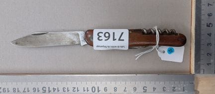 Canif ancien manche en bois (pliant) - Dimensions 