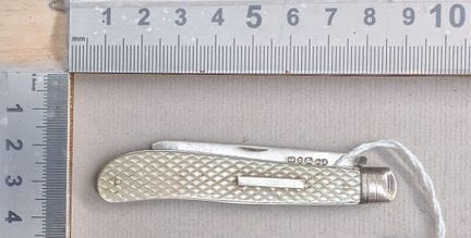 1 ancien couteau à fruit lame argent manche nacre 