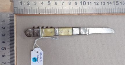 Canif ancien 2 lames + tire-bouchon - Dimensions e