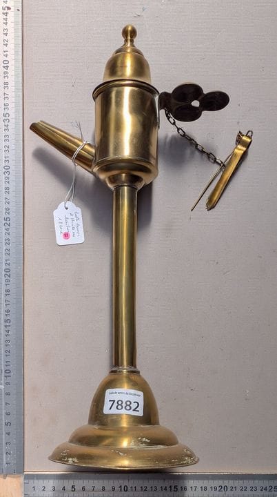 1 ancienne belle lampe à huile en cuivre - Dimensi