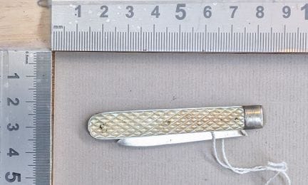 1 ancien couteau à fruit lame argent manche nacre 