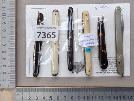 6 couteaux de notaire acier nacre écaille corne - 