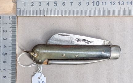 Ancien couteau manche en corne 2 fonctions - Dimen