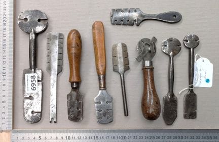 9 pièces à avoyer les scies - Dimensions et état v