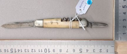 Canif ancien 2 lames  1 tire-bouchon  - Dimensions