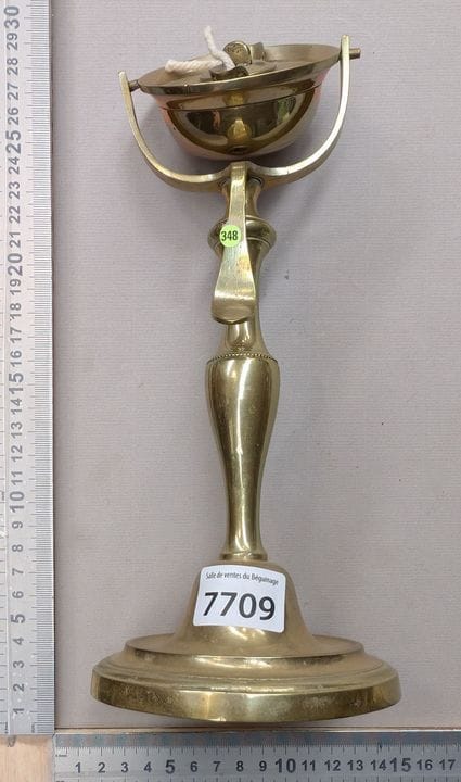 Ancienne lampe à huile en laiton XVIIIème - Dimens