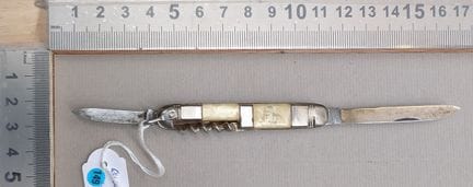 Canif ancien 2 lames  1 tire-bouchon  SOLINGEN - D