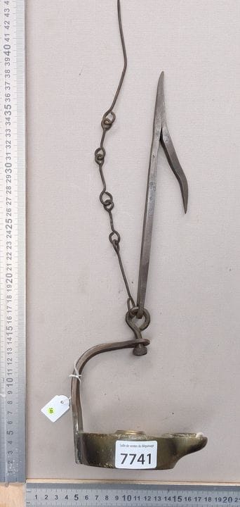 1 ancien lampe de mineur à huile acier bronze XVII