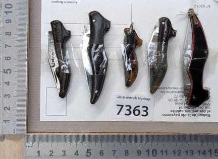 5 couteaux pliants chaussure ancien - Dimensions e