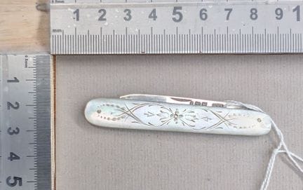 1 ancien couteau à fruit lame argent manche nacre 