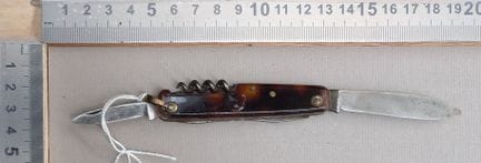 Canif ancien 4 lames + 1 tire-bouchon Pradel - Dim