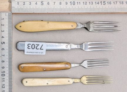 4 fourchettes pliantes avec tire-bouchon - Dimensi