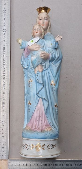 La Vierge et l'Enfant en faïence - Dimensions et é