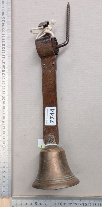 1 ancienne clochette de magasin acier laiton - Dim