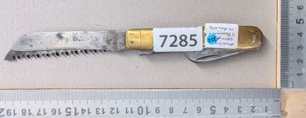 1 ancien couteau 4 lames en laiton - Dimensions et
