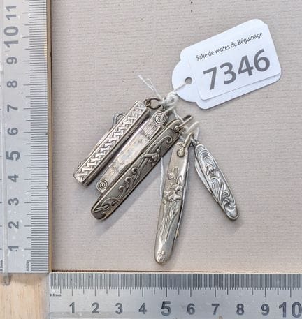 5 petits couteaux argent  - Dimensions et état voi