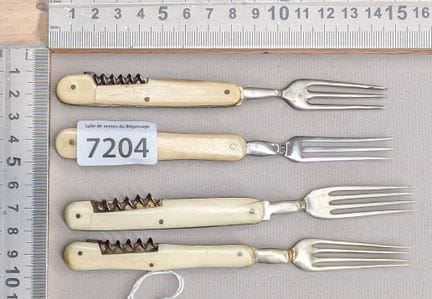 4 fourchettes pliantes avec tire-bouchon - Dimensi