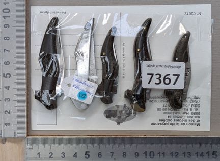5 couteaux pliants chaussure ancien - Dimensions e
