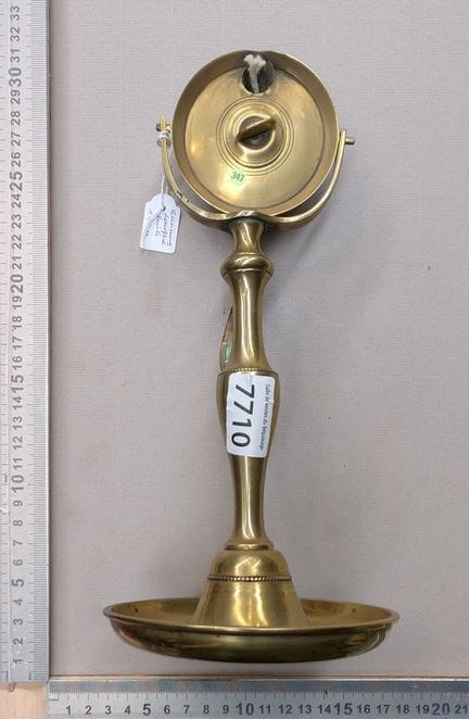 Ancienne lampe à huile en laiton XVIIIème - Dimens